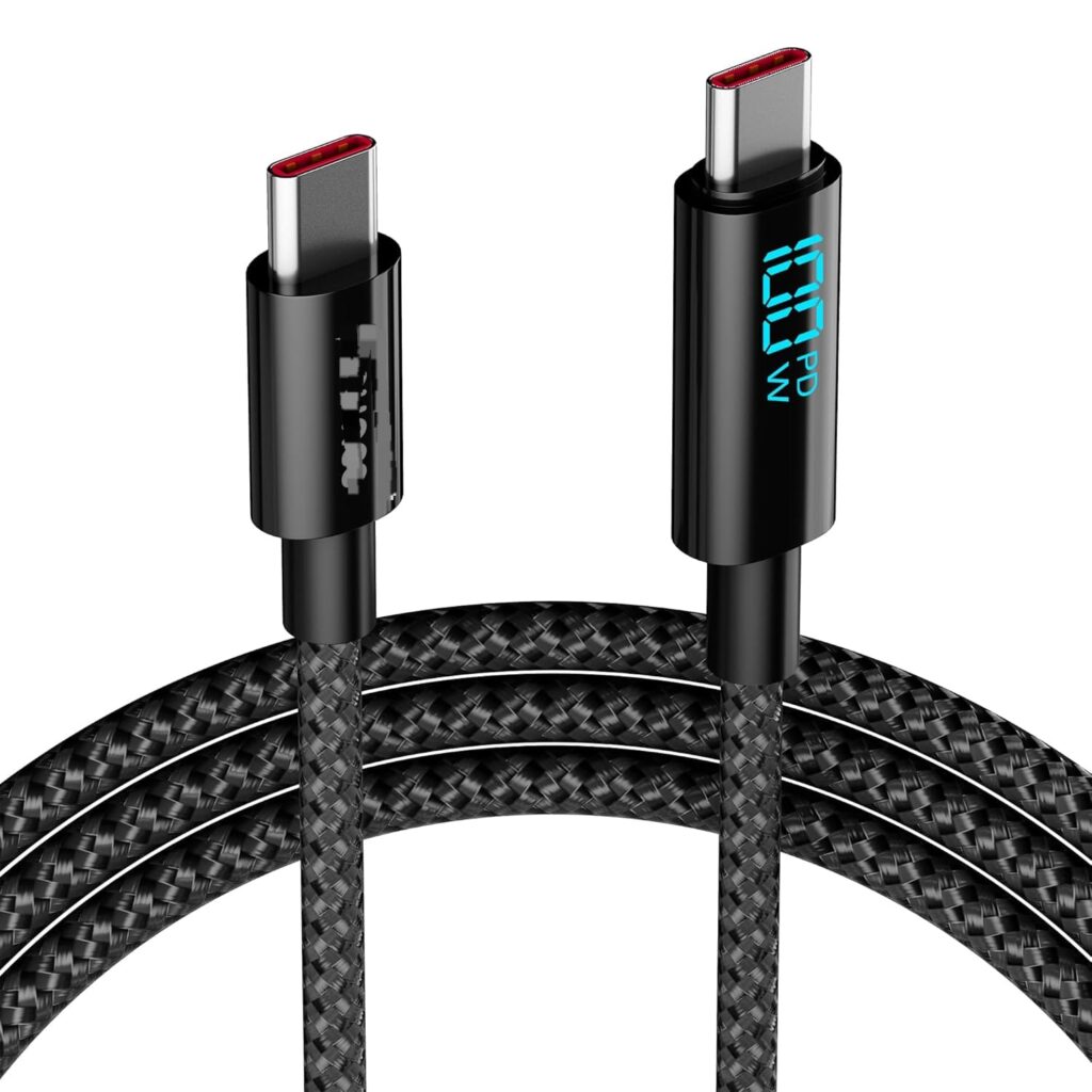 Unbreakable Type C to Type C 100W Fast Charging Cable with LED Display