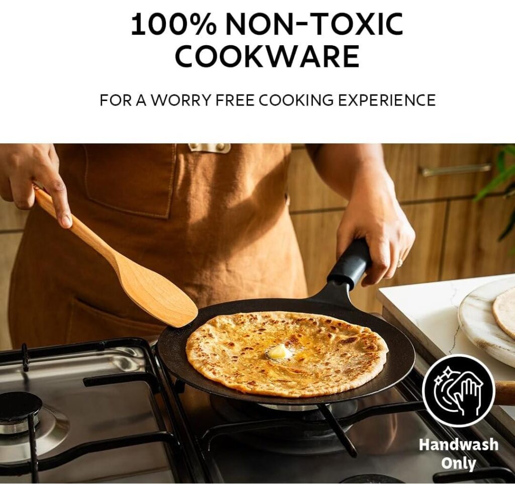26cm Pre-Seasoned Cast Iron Concave Tawa | Tawa for Roti, Phulka, Paratha